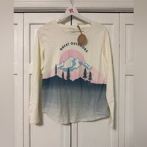 NWT Dip Great Outdoors Graphic Long Sleeve Girls XL (16) 100% Organic Cotton